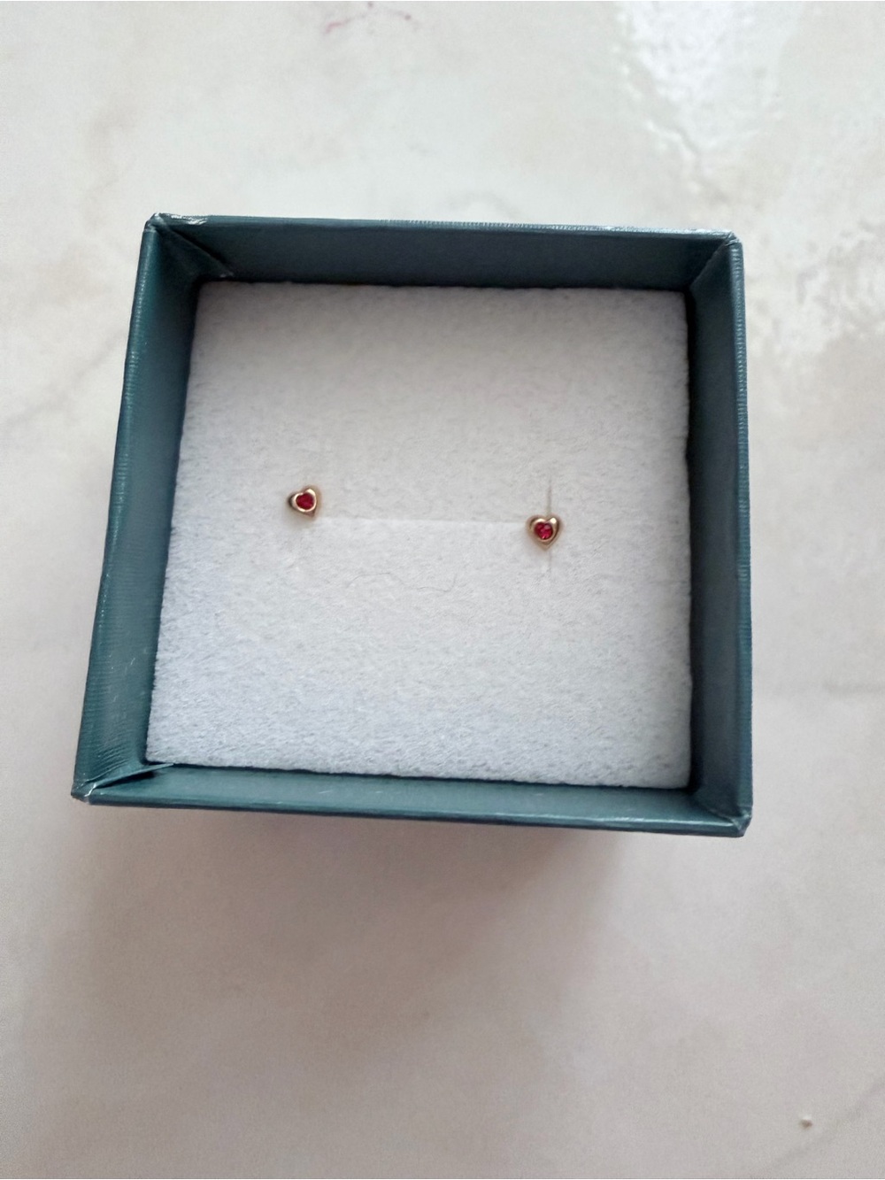 NWT 14k Solid Heart Nose Studs 24g with Red Gemstone